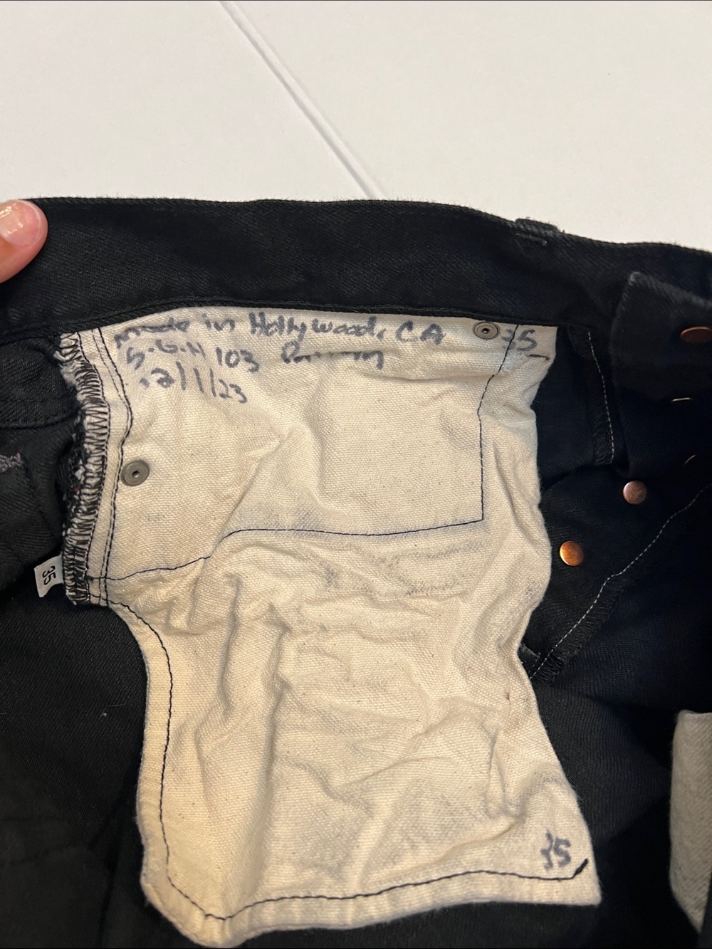SCHAEFFER’S GARMENT HOTEL MADE IN USA RARE BLACK DOUBLE KNEE JEANS 34x35 - Picture 10 of 16